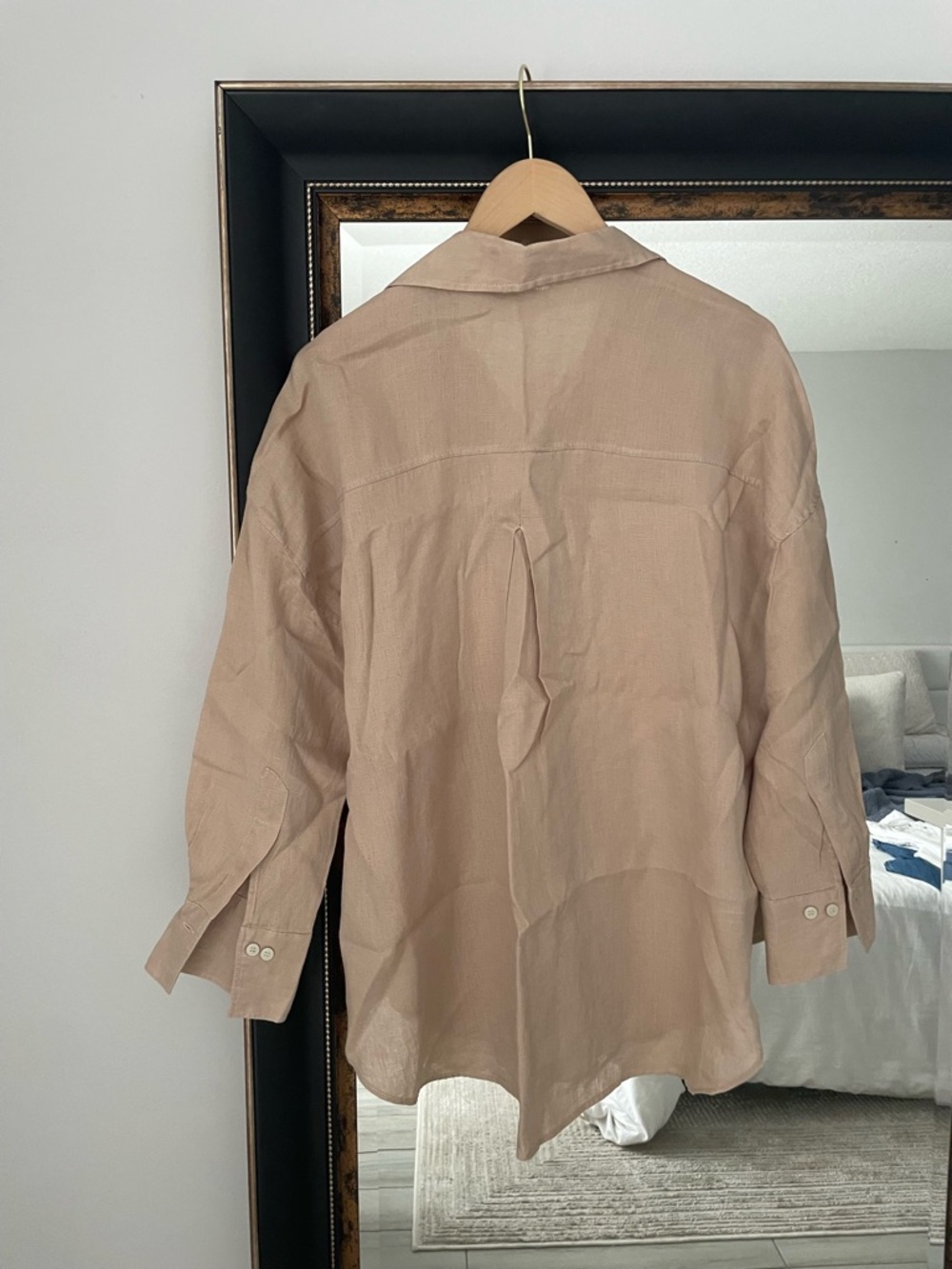 Zara Beige Linen Oversized Button Down Shirt Size M - Picture 4 of 4